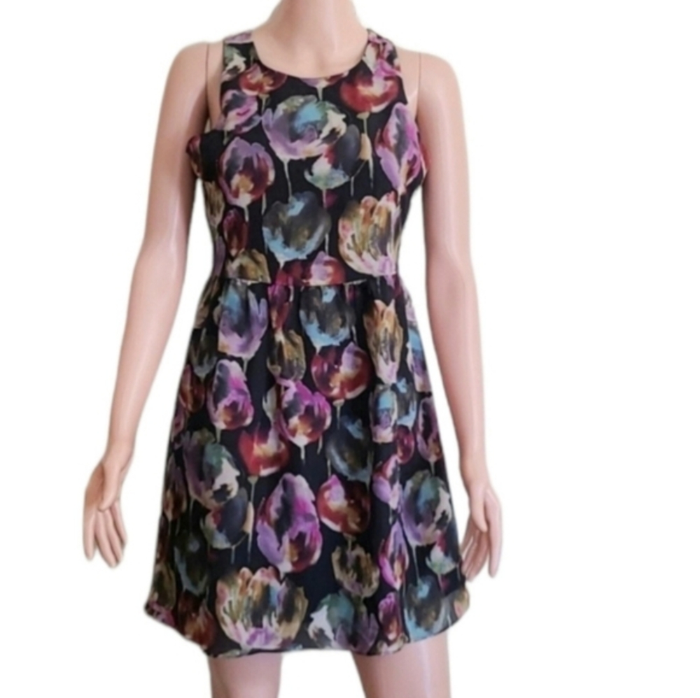 MM Couture Women'โs Dress by Miss Me Black Sleeveless Floral Size S. Fit & Flare